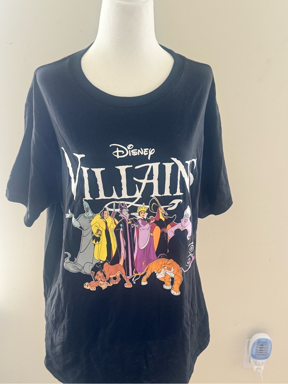 Disney Black Short Sleeve Tee with Colorful Villains Print